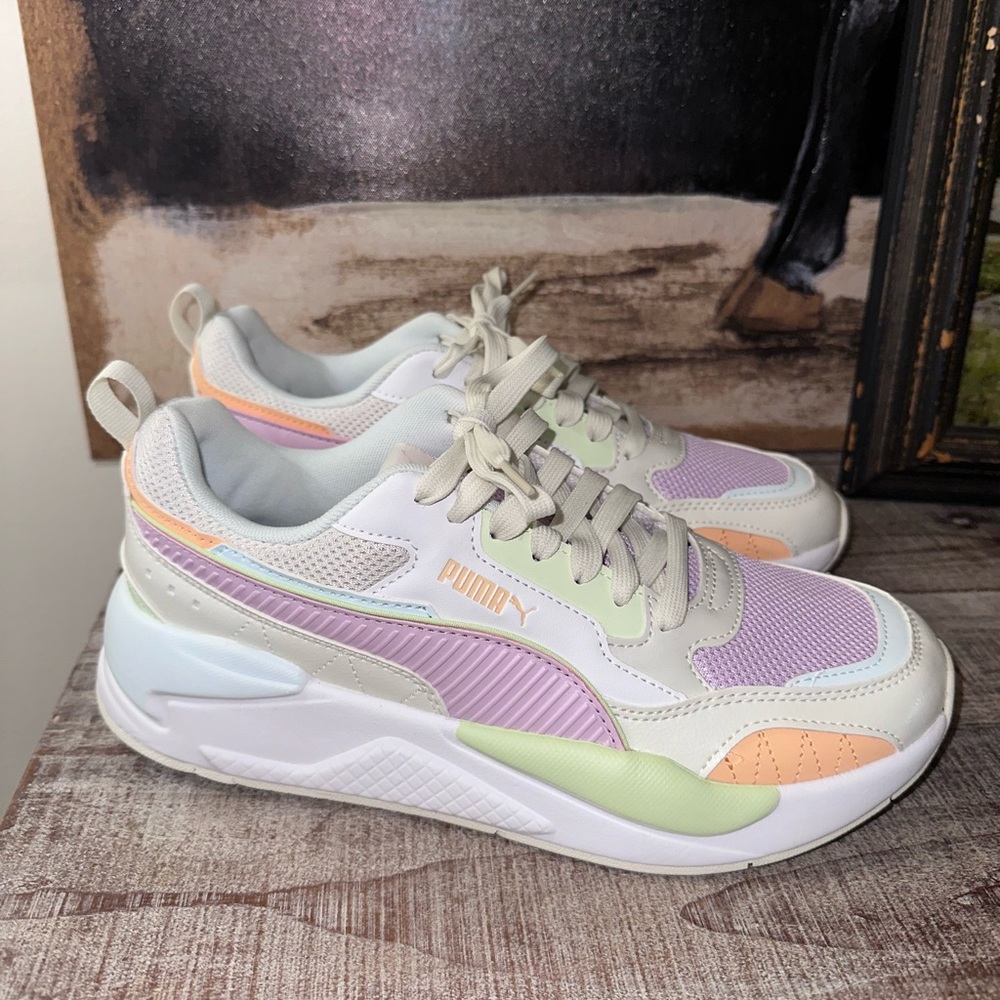 NEW Puma X-Ray 2 Square Trainers Women’s Tennis Shoes Pastel Multi Color